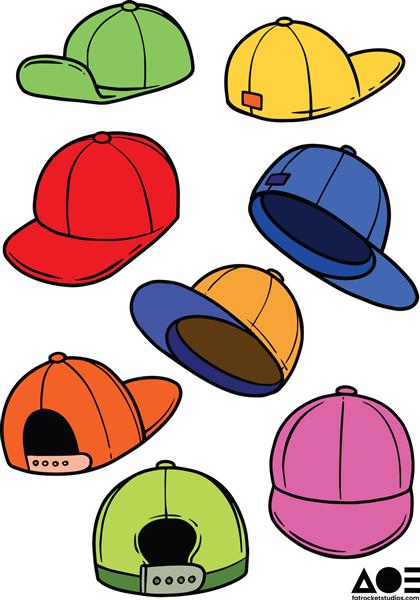 مجموعه تصاویر وکتور کلاه و کلاه بیسبال طراحی شده با دست