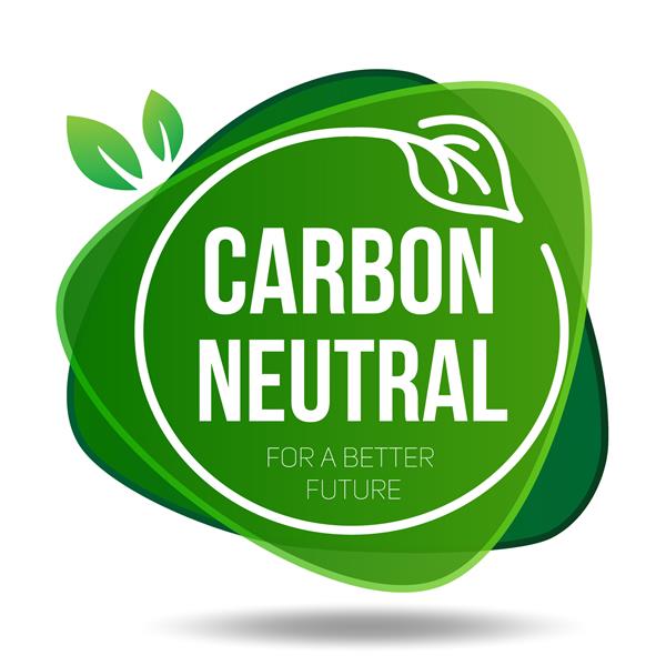 نماد کربن خنثی نشان سبز برچسب متنی کربن خنثی