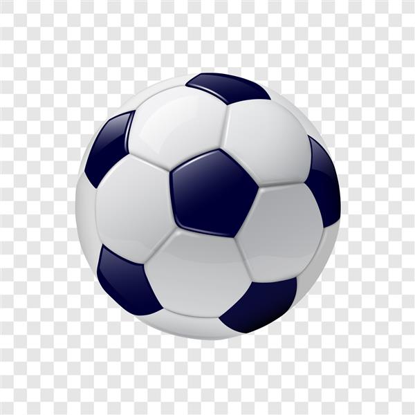 نماد سه بعدی توپ فوتبال در پس زمینه شفاف