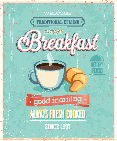 پوستر صبحانه قدیمی تصویر برداری