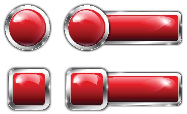 مجموعه دکمه قرمز براق برای وب تصویر برداری