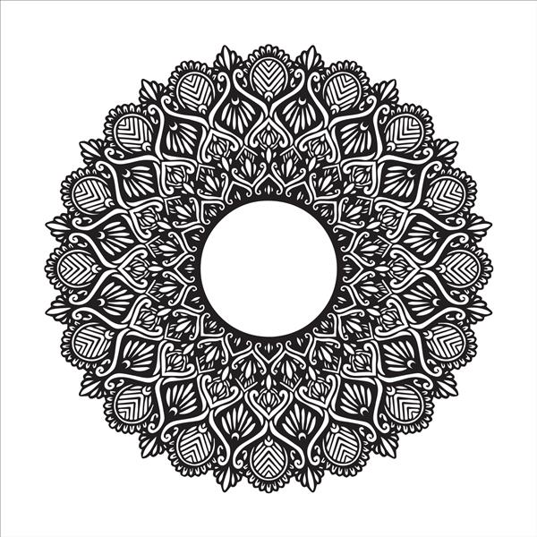 ماندالای گل گرد برای خالکوبی حنا عناصر تزئینی قدیمی الگوهای شرقی وکتور طرح هندی الگو و مهر