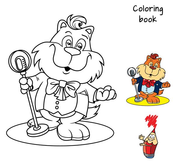 ستاره پاپ گربه آوازخوان کتاب رنگ آمیزی تصویر برداری کارتونی