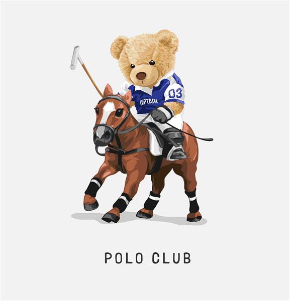 شعار باشگاه چوگان با تصویر برداری وکتور چوگان عروسک خرس