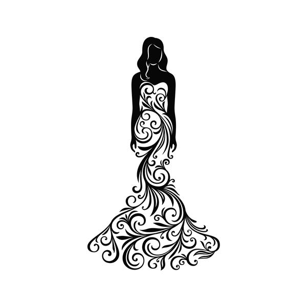 زینت سیلوئت زن در لباس برای تزیین عروسی