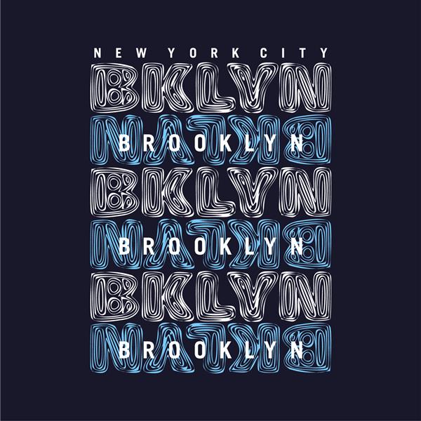 چاپ تی شرت تصویر برداری تایپوگرافی رنگ آبی بروکلین