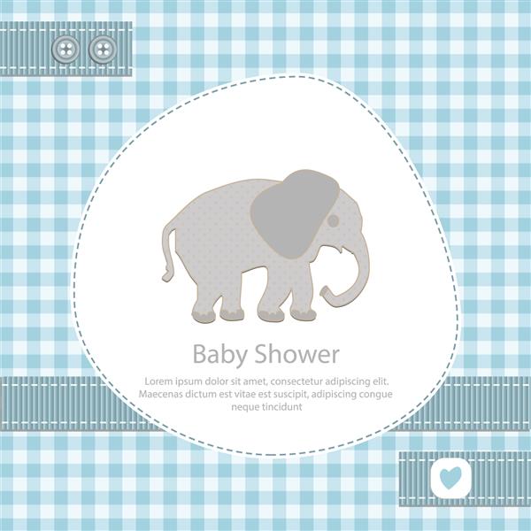 کارت حمام نوزاد برای پسرپس زمینه گینگهام آبی با فیلوکتور eps10تصویر