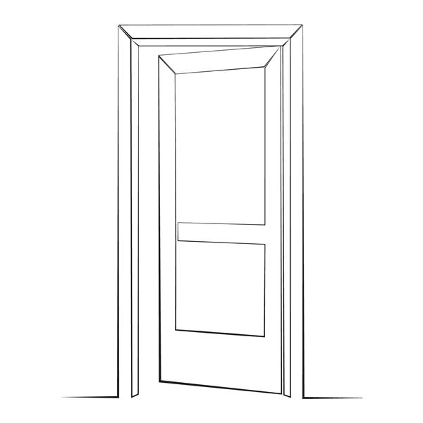طراحی خط درب باز روی پس‌زمینه جدا شده سفید
