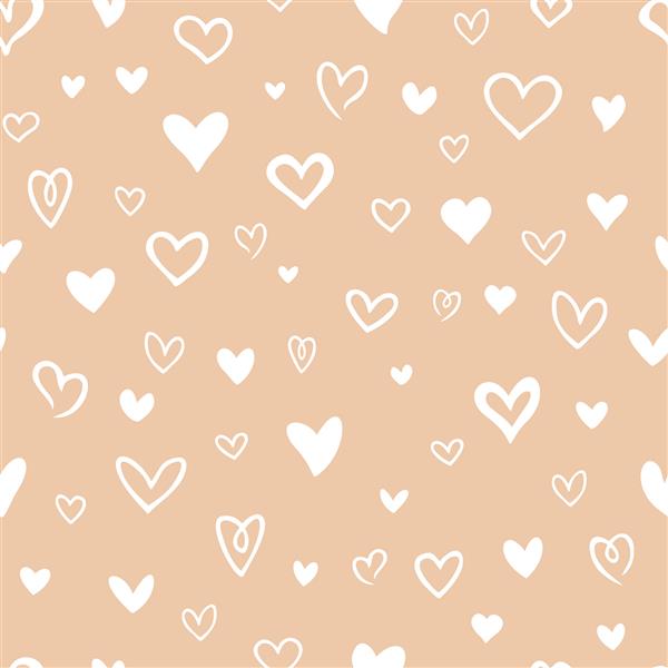 وکتور الگوی بدون درز با قلب های کشیده شده با دست طراحی زیبا برای پارچه بسته بندی کاغذ دیواری برای روز ولنتاین
