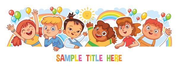 کودکان شاد پوستر در دست دارند قالب بروشور تبلیغاتی آماده برای پیام شما سبک نقاشی بچه ها قالب پانورامای کودکان شخصیت کارتونی خنده دار جدا شده در زمینه سفید