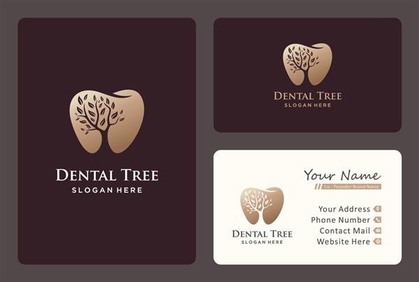 طراحی لوگو درخت دندان با قالب کارت ویزیت