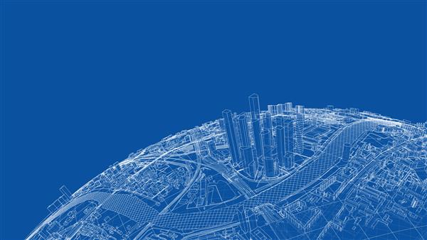 کره شهر سه بعدی وکتور رندر سه بعدی سبک قاب سیمی لایه های خطوط مرئی و نامرئی از هم جدا می شوند
