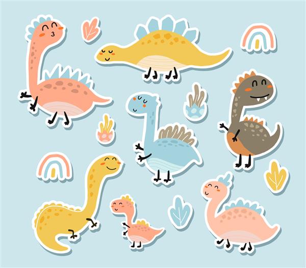 مجموعه ای از برچسب دایناسورهای ناز