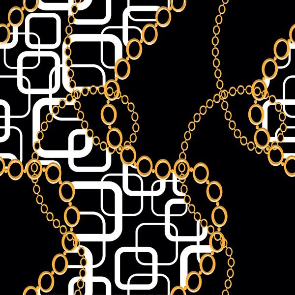 زنجیرهای طلایی بدون درز با الگوی انتزاعی طراحی وکتور برای چاپ های مد و پس زمینه