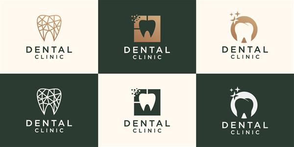 الگوی لوگوی دندانپزشک برای کلینیک دندانپزشکی دندانپزشک مراقبت از دندان یا مفهوم بهداشت دهان و دندان