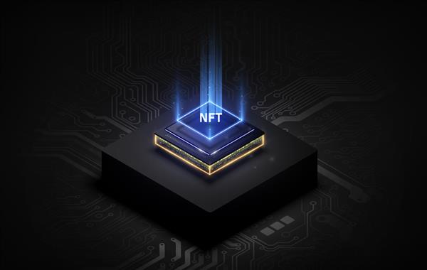 متن NFT رمز روی تراشه CPU با پس‌زمینه برد مدار دیجیتال مفهوم NFT محبوب تر و شناخته شده تر می شود محصولی از فناوری ارزهای دیجیتال