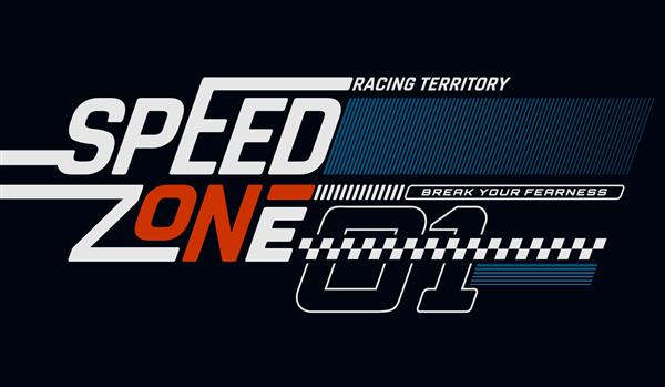 Speed zone 01 شعار تایپوگرافی مدرن و شیک طراحی انتزاعی رنگارنگ با سبک خطوط تصویر برداری برای چاپ تی شرت پس زمینه تایپوگرافی پوستر و موارد دیگر