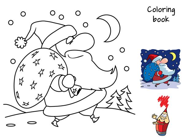 بابا نوئل کتاب رنگ آمیزی تصویر برداری کارتونی