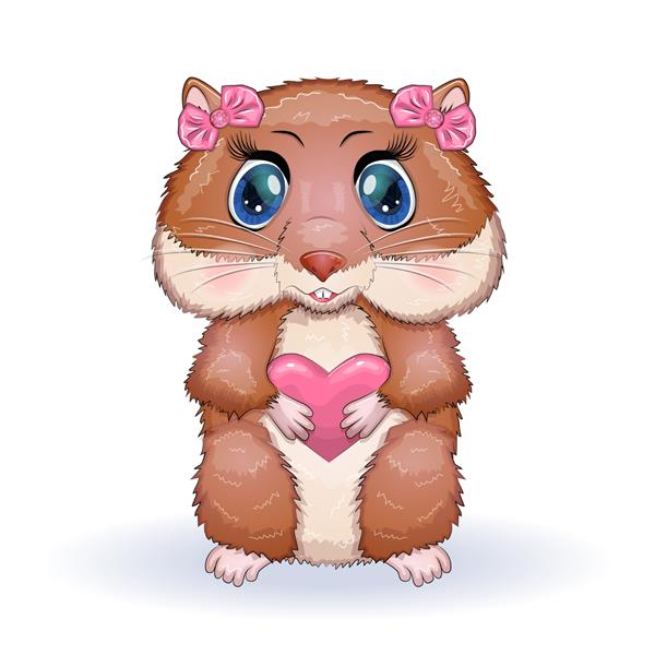 همستر و قلب ناز شخصیت های کارتونی همستر حیوان خنده دار عاشق کارت روز ولنتاین