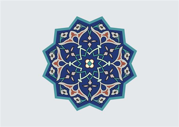 تصویر وکتور EPS کاشی به شکل ستاره شرق ایران اواسط قرن پانزدهم موزه شهرداری