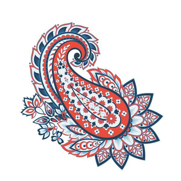 الگوی وکتور جدا شده پیزلی گلدار داماسک
