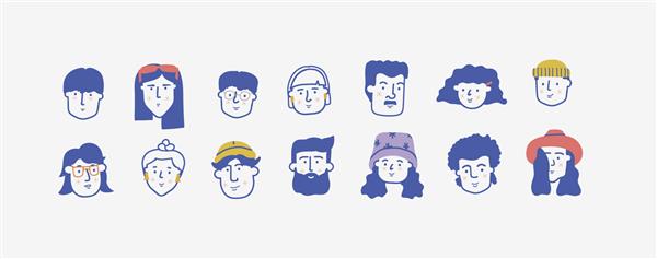 مجموعه نماد نمایه در سبک کارتونی کشیده شده با دست سرهایی با احساسات و مدل موی متفاوت بسته آواتار برای طراحی وب سایت یا اپلیکیشن موبایل تصاویر وکتور پرتره افراد گوناگون شخصیت های جدا شده