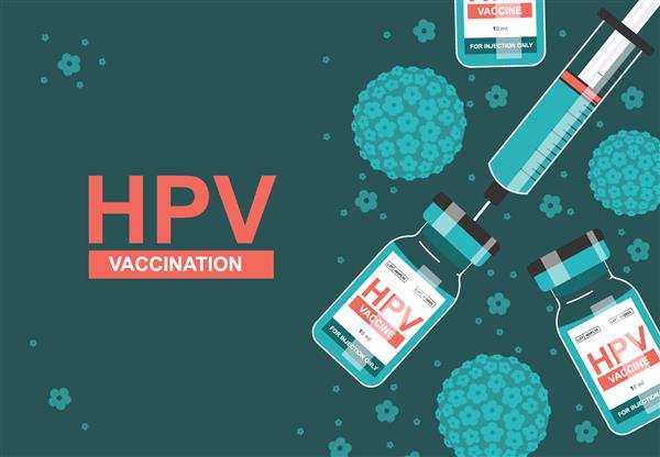 تصویر HPV - واکسن پاپیلومای انسانی با یک سرنگ