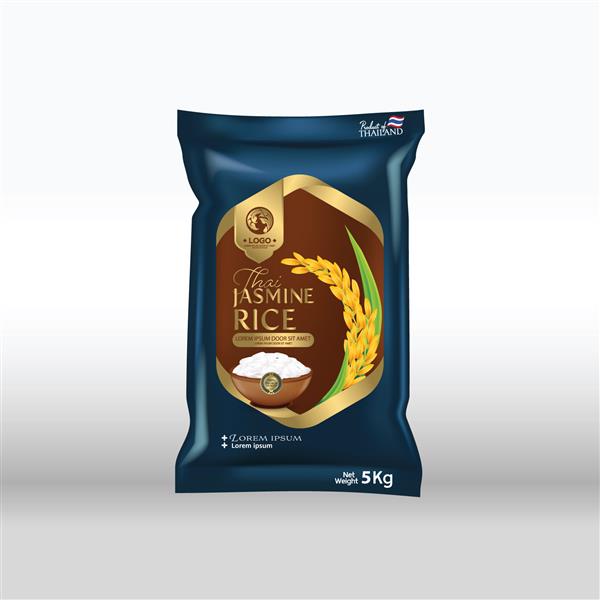 ماکت بسته برنج محصولات غذایی تایلند تصویر برداری