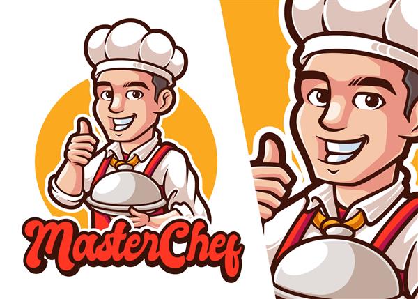 لوگوی کارتونی Master Chef Mascot لوگوی حرفه ای شخصیت مرد