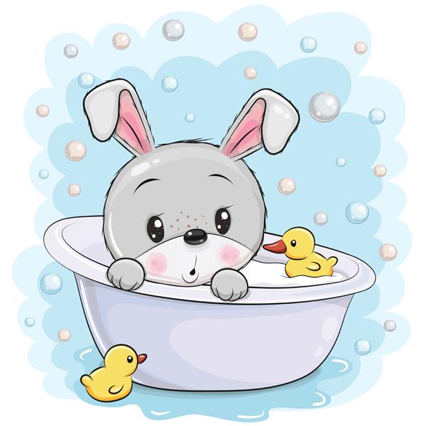 کارتونی ناز بچه خرگوش در حمام