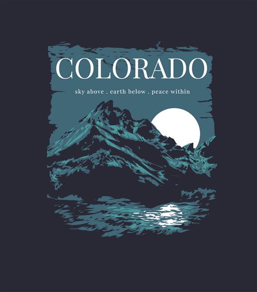شعار کلرادو با تصویر برداری گرافیکی کوه و غروب خورشید