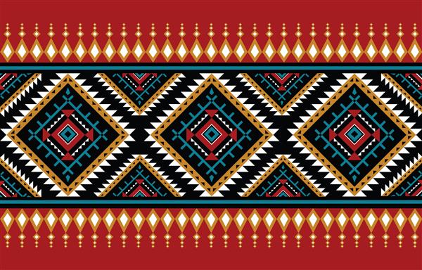 طراحی الگوی بومی این یک الگوی هندسی سنتی بومی است طراحی شده برای صنعت نساجی پس زمینه فرش کاغذ دیواری لباس پارچه قومی و چکیده الگوی بومی