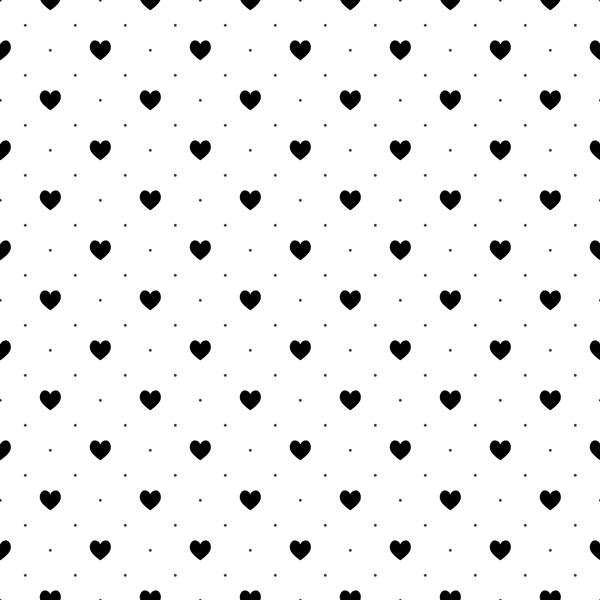 الگوی قلب های بدون درز وکتور چاپ قابل تکرار به شکل قلب پس زمینه به سبک پولکا قلب های سفید سیاه
