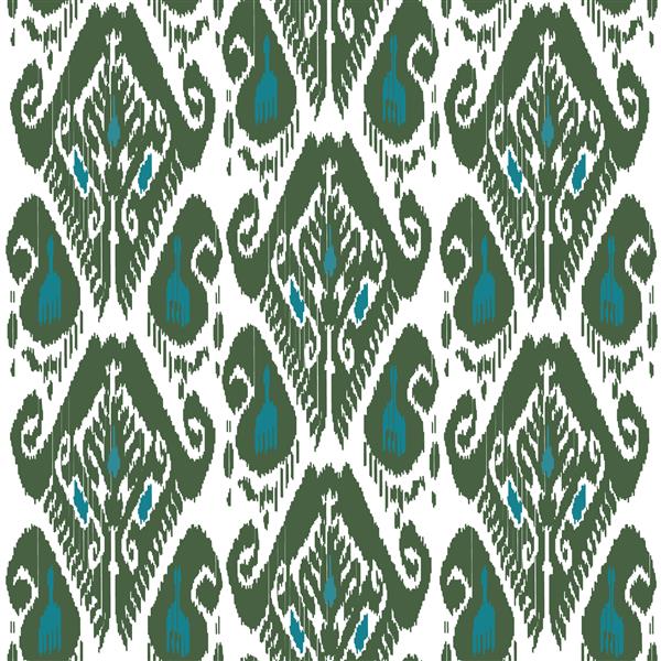 طرح ایکات رنگ سبز برای پارچه ها و چیزهای خلاقانه دیگر محصولات نساجی سنتی در ازبکستان