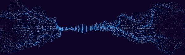 ذرات موج صوتی تجسم داده های موسیقی دایره های پویا نقطه ذرات پس زمینه مهمانی فوق عریض تصویر برداری اکولایزر دیجیتال صدا