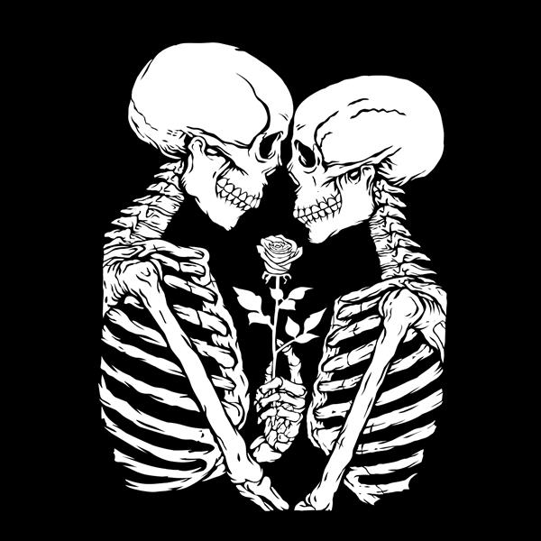 وکتور اسکلت عاشق عاشقان جمجمه انسان زوج های عاشقانه اسکلت نگهدارنده گل تصویر وکتور ولنتاین