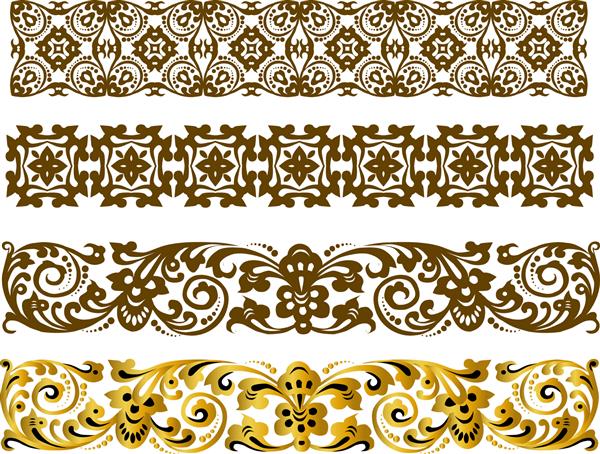 زیور گل تصویر وکتور عناصر تزئینی الگوها زیور آلات ظرافت یکپارچهسازی با دست کشیده شده است قاب های طلایی قدیمی