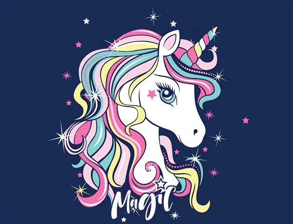 اسب رنگارنگ جادویی تکشاخ با طراحی تصویر تی شرت و هودی