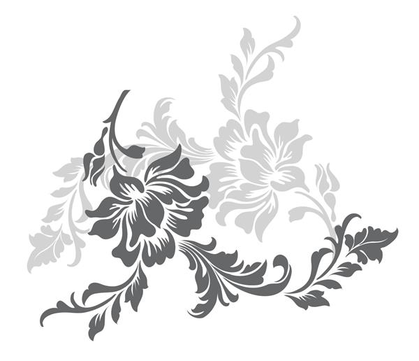 طراحی الگوی عناصر تزئینی موتیف گل رز برای طراحی توری