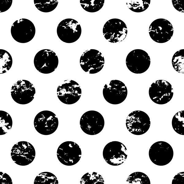 الگوی بدون درز گرانج زینت نقطه پولکا وکتور با دست کشیده شده است پس زمینه بافت هندسی سیاه و سفید انتزاعی