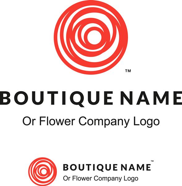 لوگوی زیبای کانتور قرمز با گل رز برای بوتیک یا سالن زیبایی یا شرکت گل