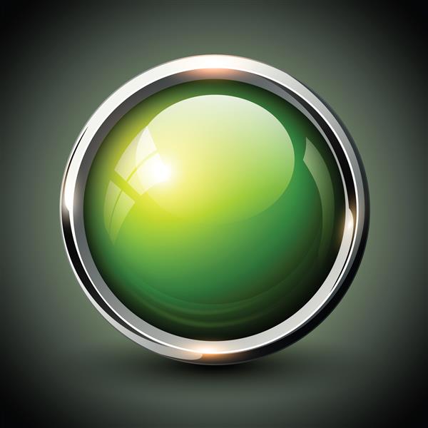 دکمه سبز براق با عناصر فلزی وکتور طرح براق برای وب سایت