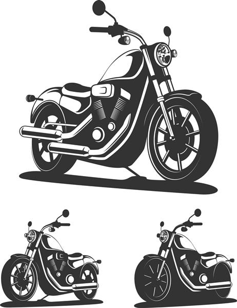 مجموعه موتور سیکلت کلاسیک در وکتور نمای جانبی موتور سیکلت قدیمی جدا شده