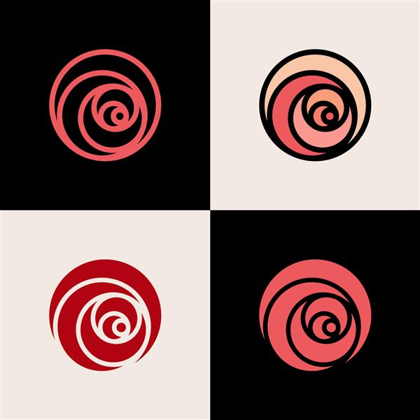 مجموعه ای از نمادهای گل رز مینیمالیستی قالب طراحی لوگو گل برای گل فروشی آرایشی و سالن زیبایی مفهوم نماد گل تصویر برداری
