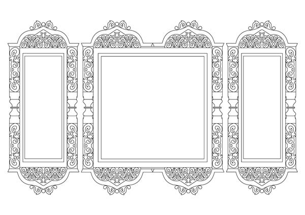 وکتور قاب زینتی قدیمی تزیینات حکاکی شده غنی در قاب تزئینی به سبک شرقی عتیقه