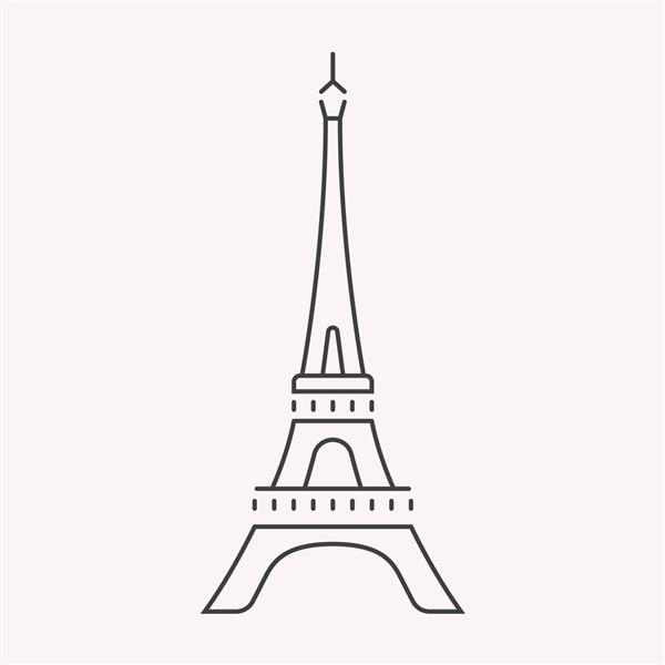 مجموعه نمادهای خط برداری در طراحی مسطح معماری پاریس و ساختمان فرانسه با عناصر برای مفاهیم موبایل و برنامه های وب لوگو و پیکتوگرام اینفوگرافیک مدرن