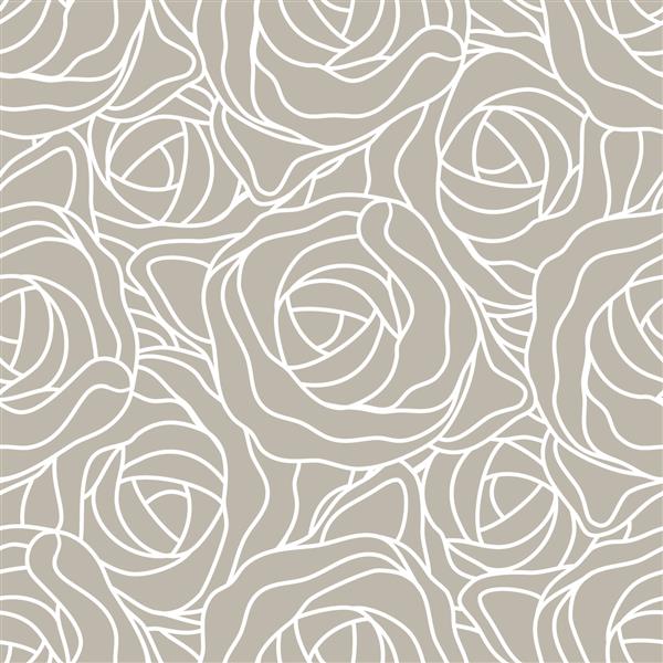 گل های رز انتزاعی گرافیکی در رنگ های بژ و سفید پاستلی وکتور الگوی مدرن بدون درز