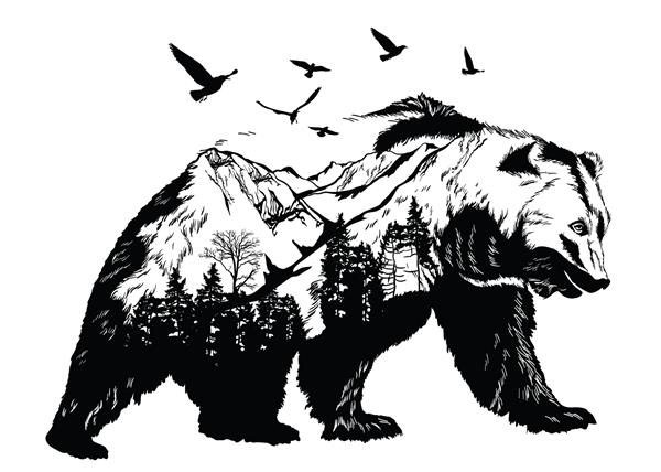 وکتور قرار گرفتن در معرض دوگانه خرس برای طراحی شما مفهوم حیات وحش