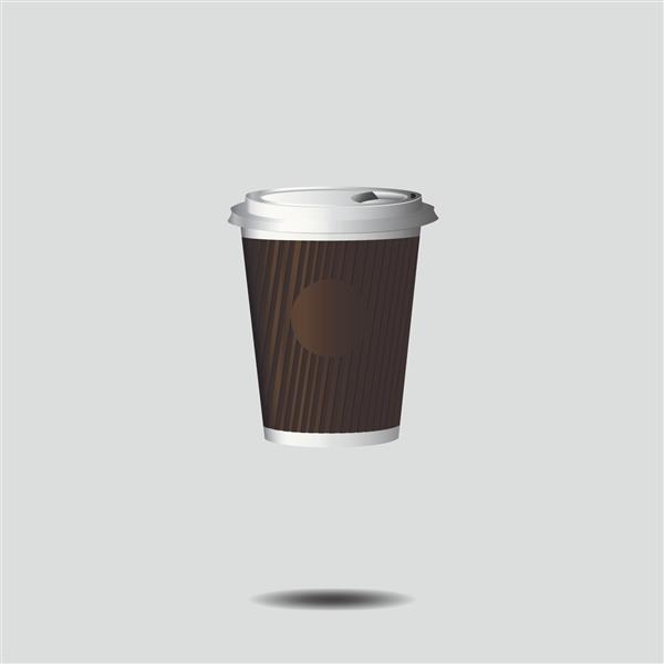eps 10 وکتور ماکت فنجان کاغذی قهوه ای واقعی با پوشش سفید نام و لوگوی شرکت خود را اضافه کنید
