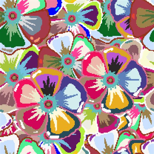زیور آلات چند رنگ از گل های کوچک ساده وکتور الگوی بدون درز انتزاعی برای طراحی و پارچه پس زمینه چند رنگ
